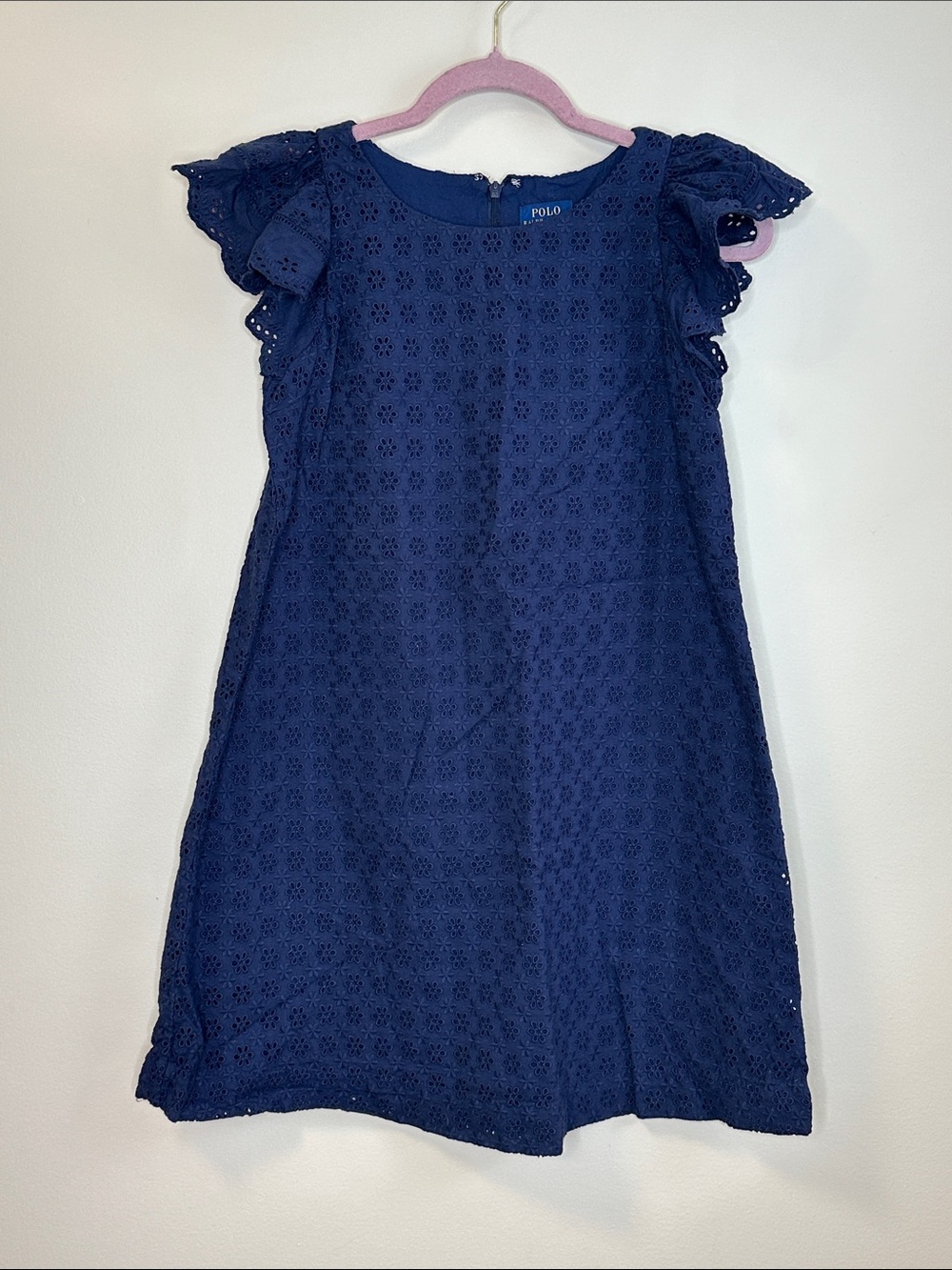 Polo by Ralph Lauren Navy Eyelet Flutter Dress